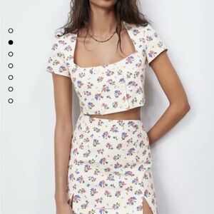 NWT Zara Summer Set Floral 2 Piece Set S/M